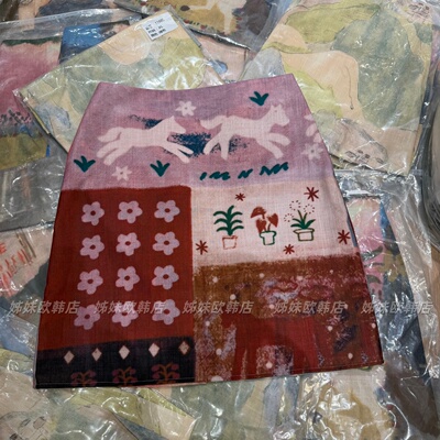 手绘涂鸦晕染印花高腰短裙