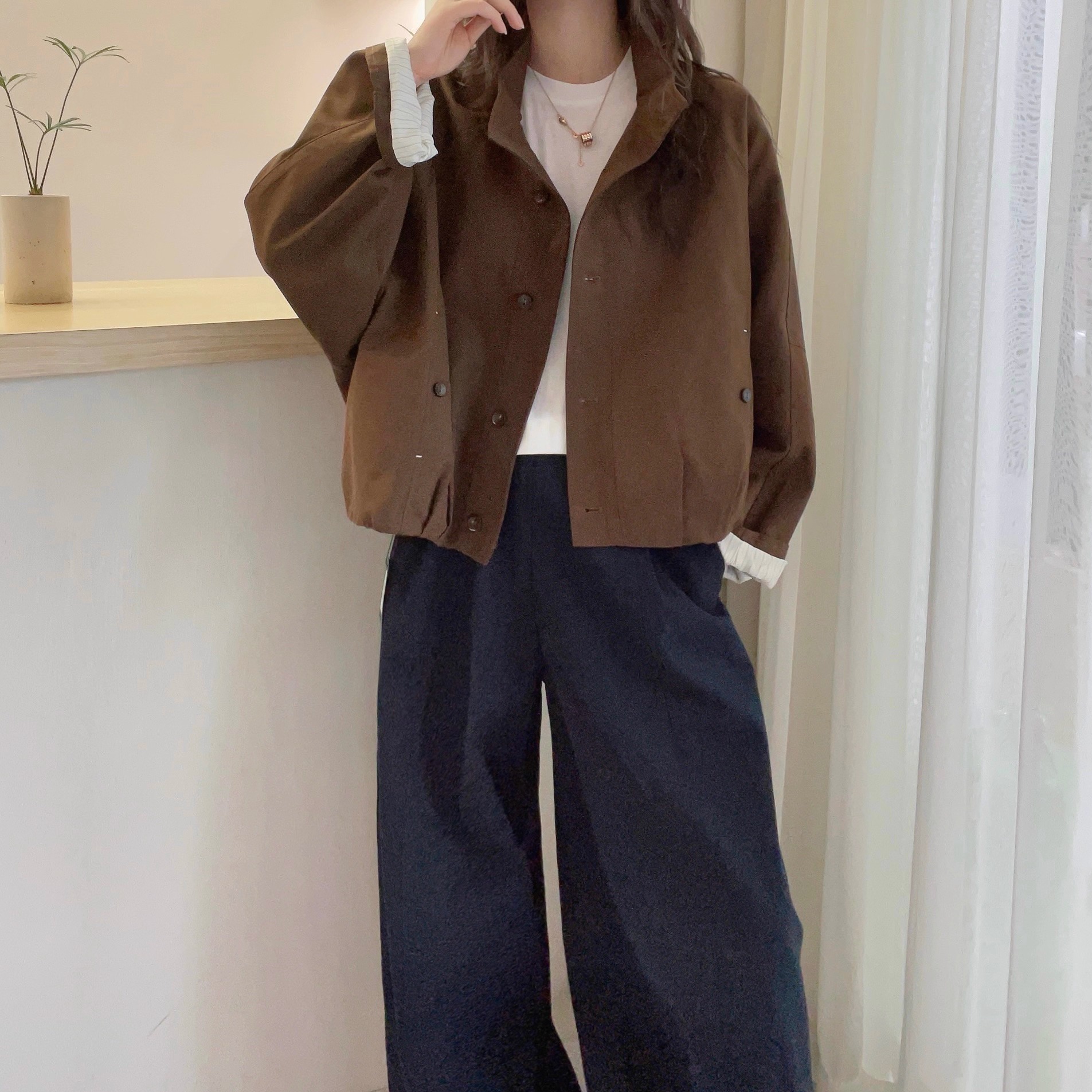 欧货洋气宽松立领短外套