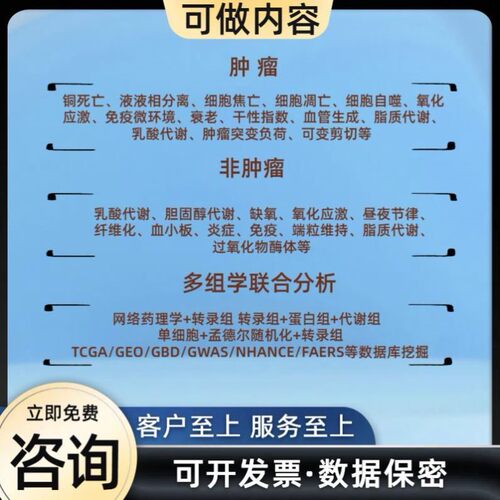 生信分析辅导服务TCGA/GEO数据挖掘代医学指导科研作图网络药理学