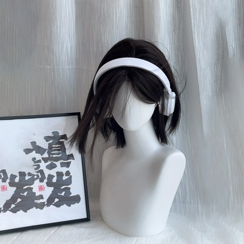 蕾丝中分短直发假发发型全头套女