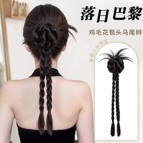 慵懒感美宿花苞抓夹ins马尾清爽