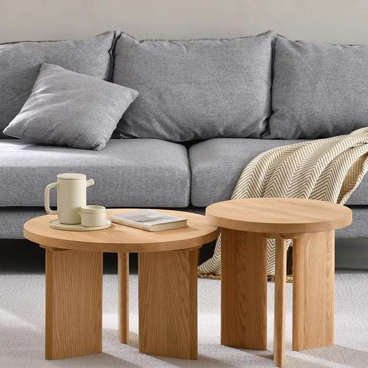 北欧简约小户型实木圆形茶几沙发边几日式原木风茶桌创意圆形角几,住宅家具,茶几,淘宝优惠券,粉丝福利购,淘宝优惠卷