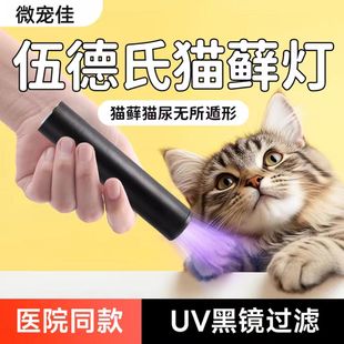 伍德氏灯照猫藓尿癣真菌检测手电筒365UV紫外线荧光剂紫光验钞灯