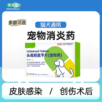 宠物猫狗皮肤用消炎头孢羟氨苄片肠胃炎拉稀呕吐泌尿感冒猫犬通用