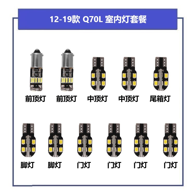 适用12-19英菲尼迪Q70L阅读灯LED车内灯顶棚灯内饰灯脚灯后备箱灯