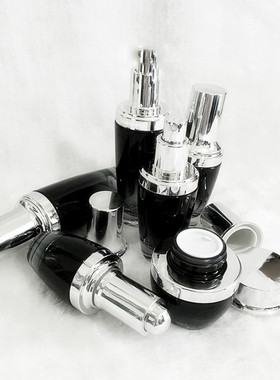 护肤品玻璃分装空瓶 黑色渐变玻璃按压瓶精油滴管瓶喷雾瓶小黑瓶