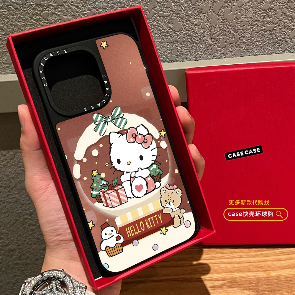 C家水晶球圣诞Kitty猫适用iphone17promax手机壳16pro苹果15磁吸MagSafe镜面14plus卡通13可爱12少女Air趣味