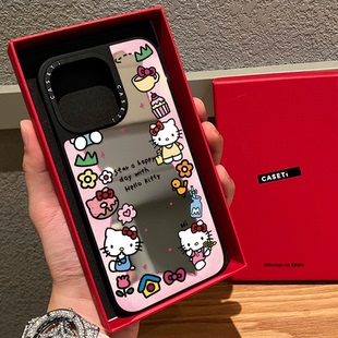 C家联名环绕甜点Kitty凯蒂猫适用iphone16promax手机壳15pro苹果14plus磁吸MagSafe镜面13日韩卡通12女