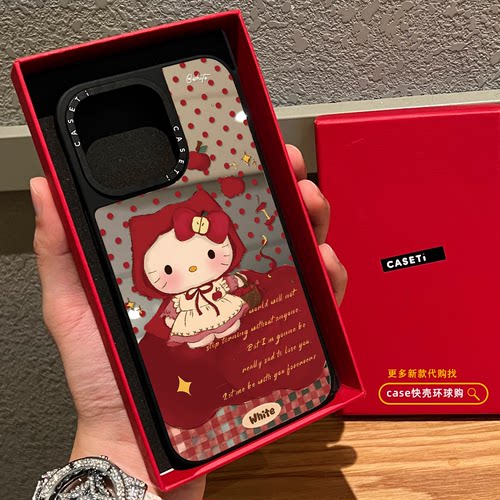 波点小红帽kitty适用苹果18pro手机壳iphone17镜面MagSafe磁吸16promax日韩卡通15可爱14少女plus12