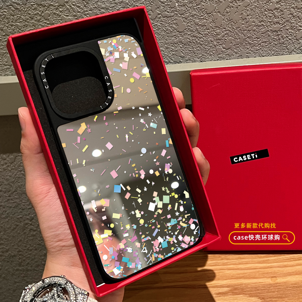 C家联名飘落雪花彩色碎片适用iphone17promax手机壳16pro苹果15磁吸MagSafe镜面14plus时尚13网红12女Air日韩