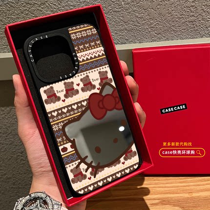 费尔岛樱桃Kitty猫脸适用iphone17promax手机壳16pro苹果15磁吸MagSafe镜面14plus卡通13可爱12少女Air