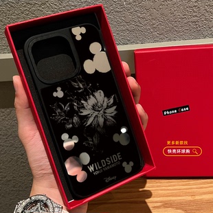 潮牌WILDSIDE米奇花卉适用iphone17promax手机壳16pro苹果15镜面MagSafe磁吸14plus保护套防摔13pm情侣小众