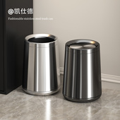 不锈钢垃圾桶酒店客房专用卫生间民宿大气风高端加厚圆筒形商用