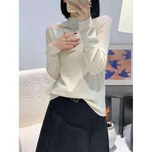 细节烫钻欧根纱半高领打底衫2026新款内衬高级感百搭毛衣针织衫