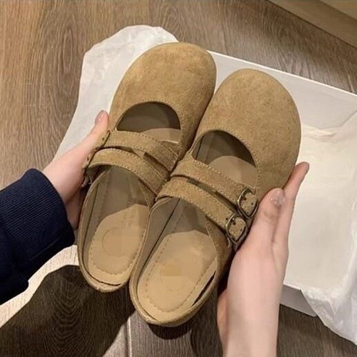 春夏新款包头一脚蹬圆头勃肯女鞋