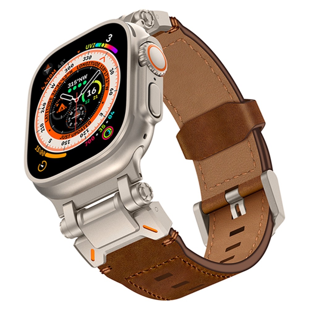 探索者真皮高档真皮手表带适用appl iwatch苹果10ultra2商务腕带