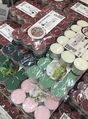 IKEA宜家正品香薰蜡烛无烟家用煮茶蜡生日浪漫情调香味小圆烛台