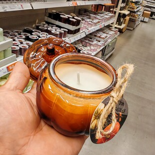 IKEA宜家正品赫斯塔吉尔带玻璃杯香味烛台南瓜味香薰蜡烛晚餐烛光