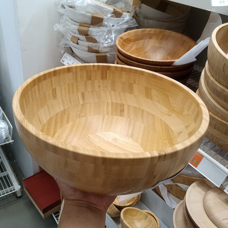 IKEA宜家正品布朗达麦特上菜用碗厨房家用大竹碗面粉搅拌碗水果盘