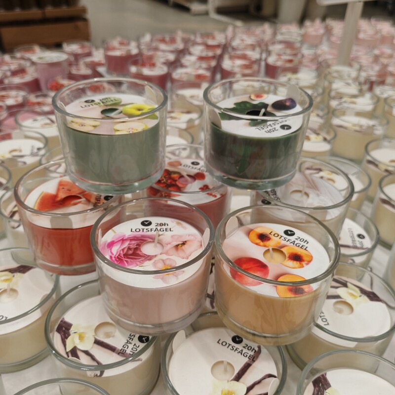 IKEA宜家正品洛兹法格香味烛家用无烟香薰蜡烛情侣浪漫玻璃杯烛台