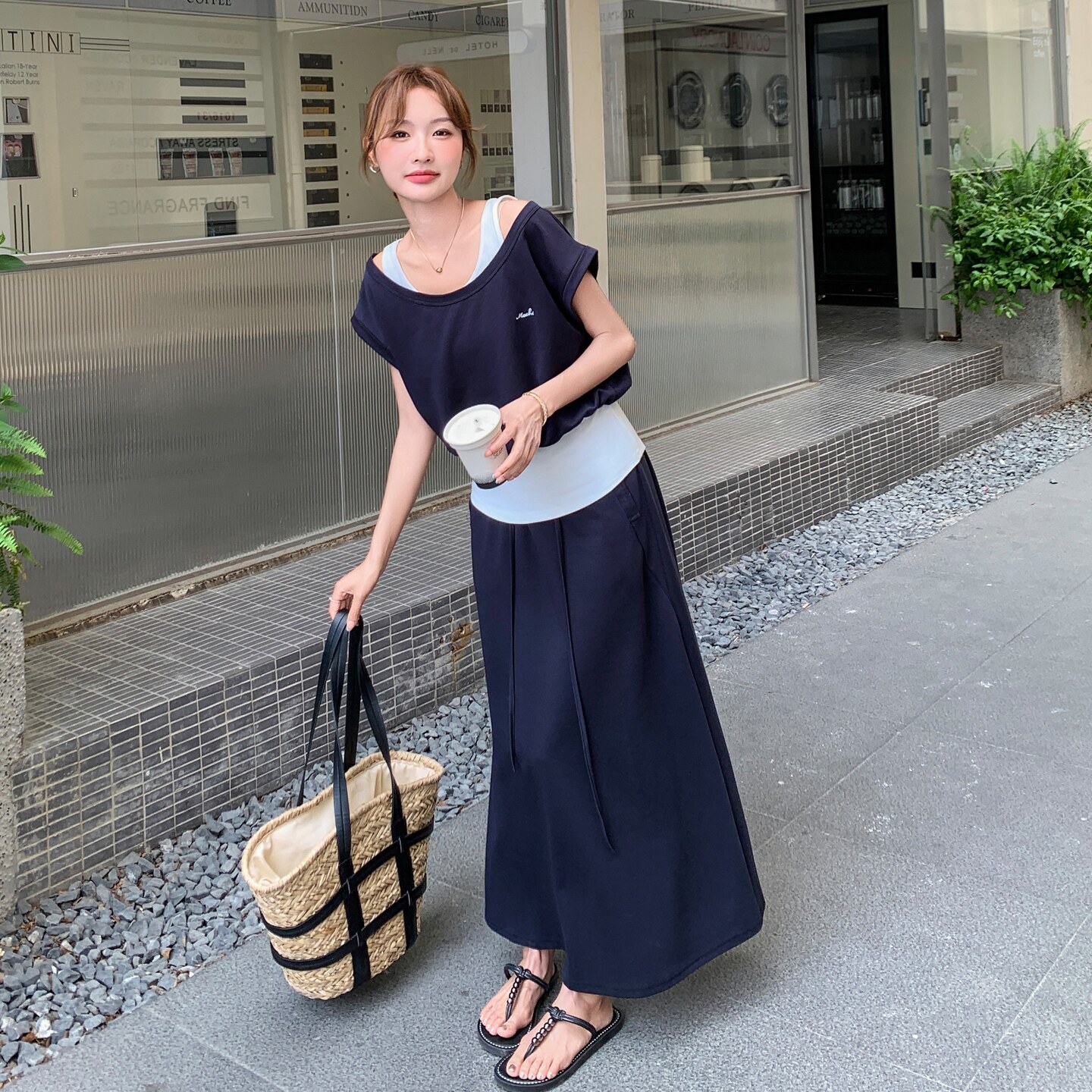 新款假两件上衣半身裙套装221-995P155K218,女装套装/套裙,2B148
