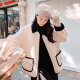 爆！！新款羊羔毛撞色拼接外套2B148-2335-P165-K248，女装短外套，2B148