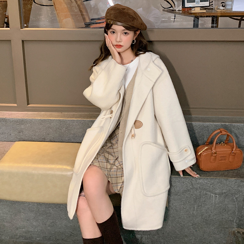 2025新款奶白色呢子大衣221-915P165K238,女装毛呢外套,2B148