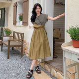 新款假两件连衣裙221-878P125K178，女装连衣裙，2B148