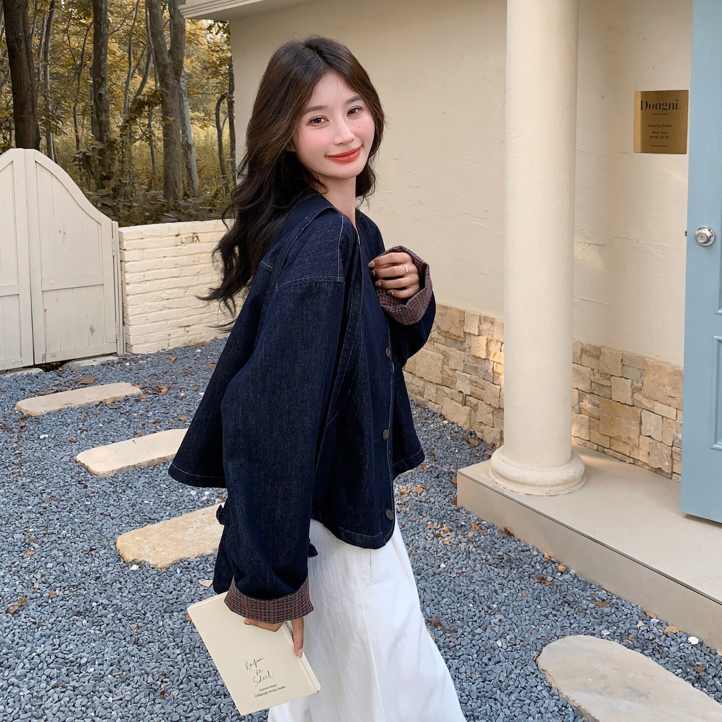 日系复古圆领牛仔外套女2025春秋新款可盐可甜宽松小个子短款上衣,女装短外套,2B148