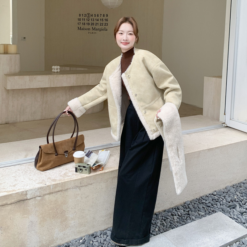 麂皮绒短外套送围巾2B148-9959P225K338有货,女装短外套,2B148