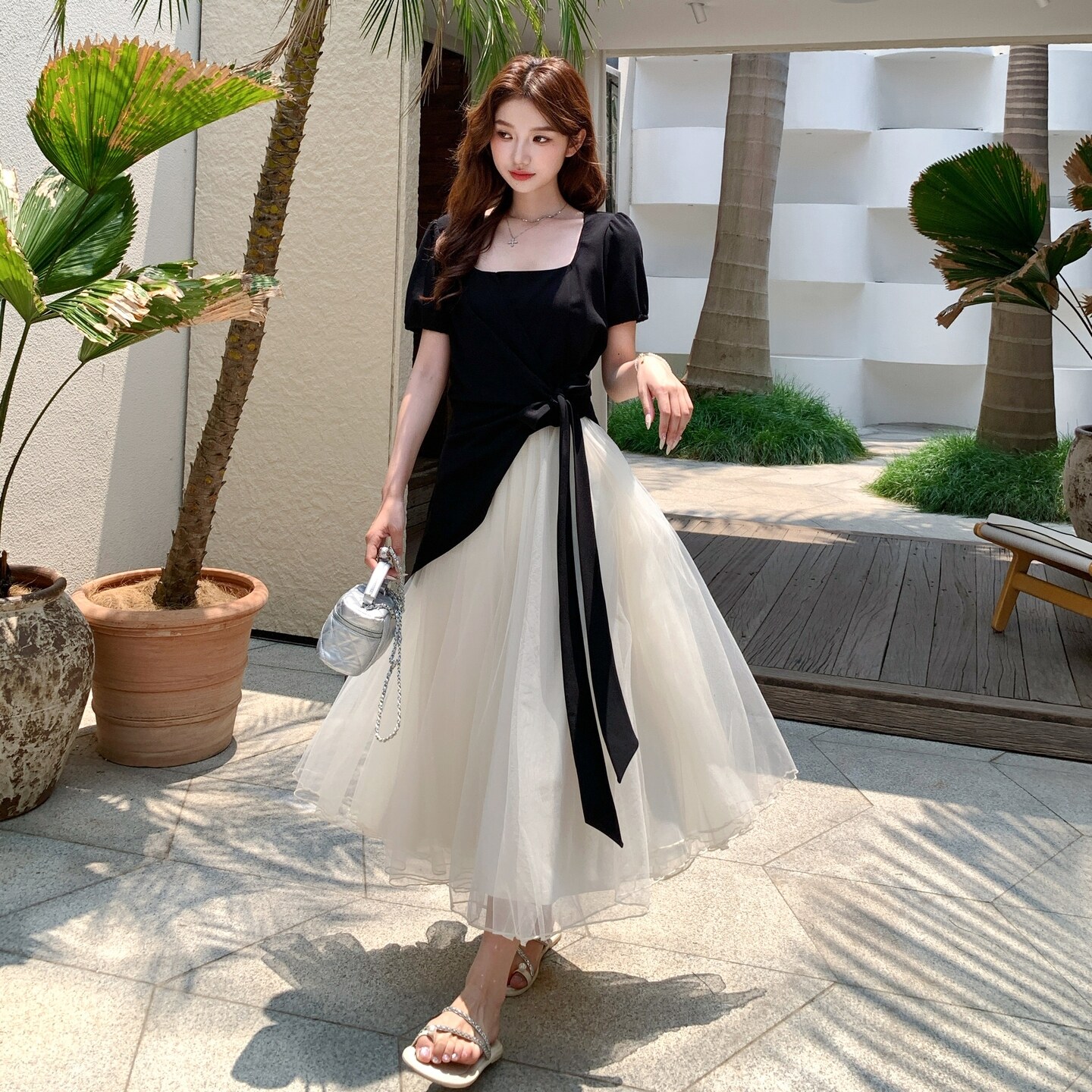 新款蕾丝拼接连衣裙221-9909P155K218,女装连衣裙,2B148