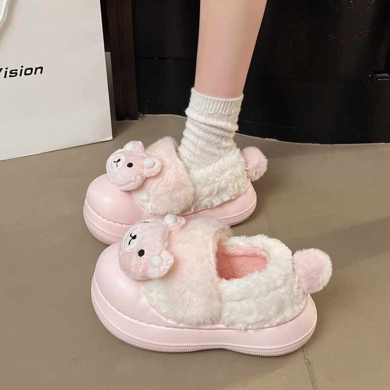 卡通软萌小熊棉鞋女冬季外穿