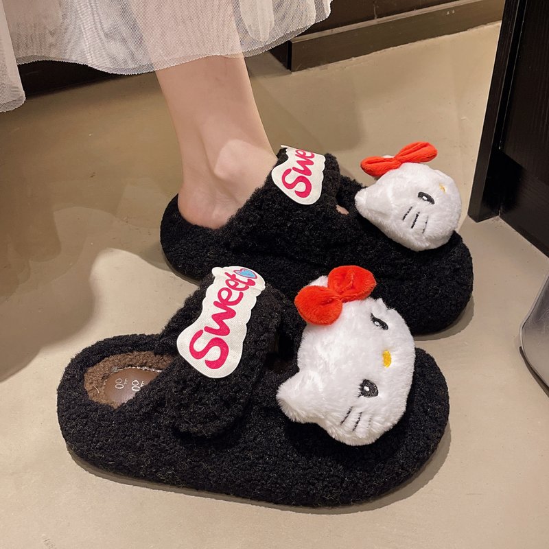 卡通可爱凯蒂猫毛毛拖鞋女