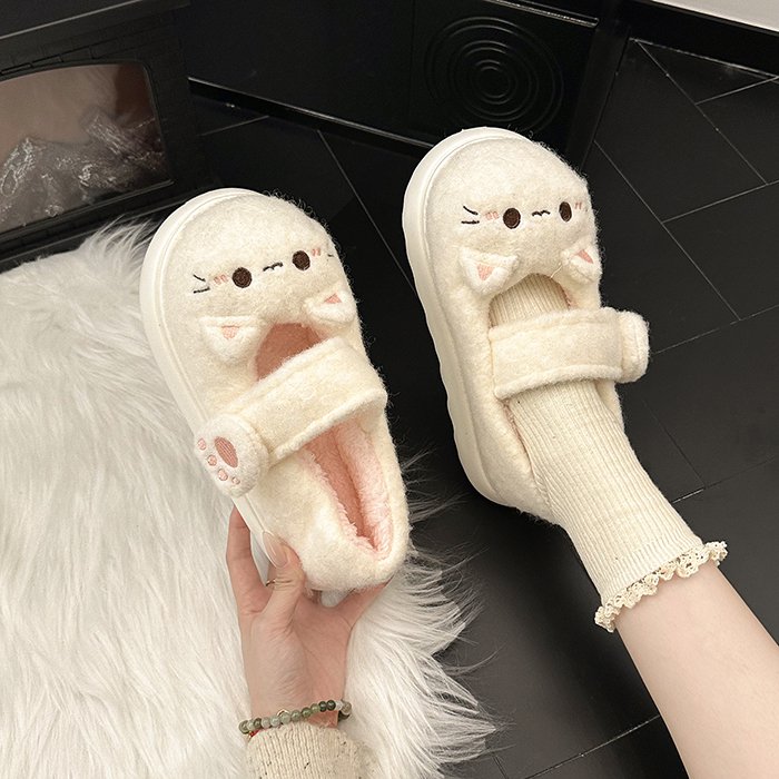 卡哇伊猫咪毛毛鞋女冬季舒适