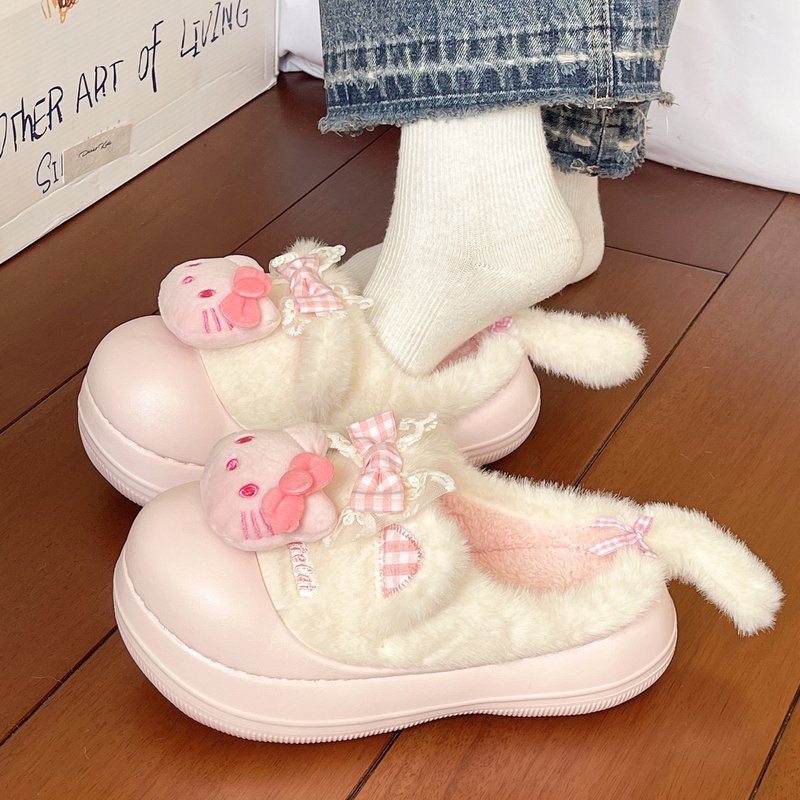 甜妹外穿厚底棉拖鞋女冬卡通