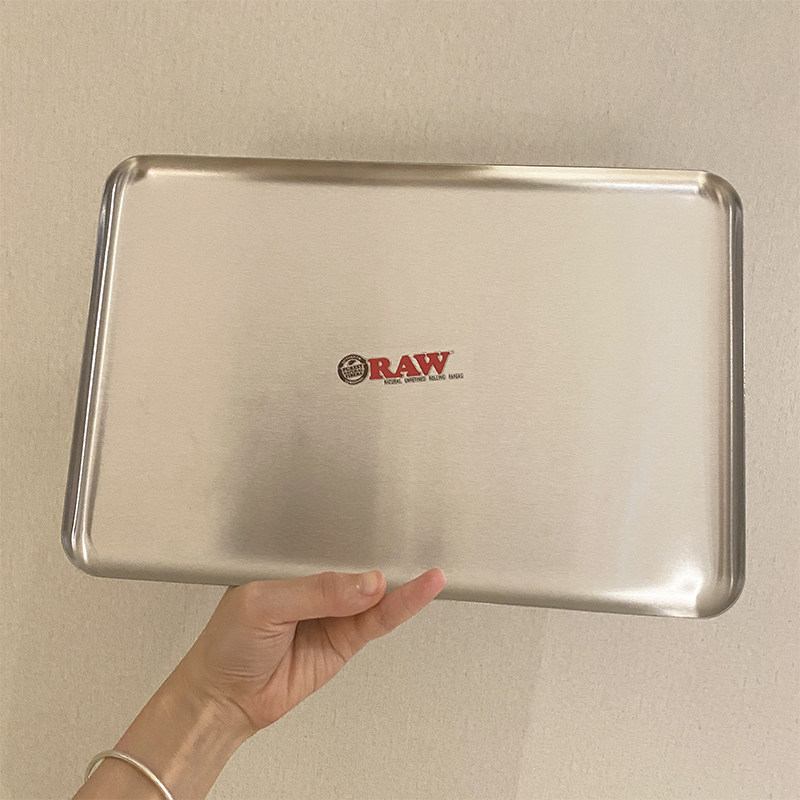高工艺 RAW不锈钢大号手卷烟盘操作盘收纳家用手卷托盘金属烟斗盘