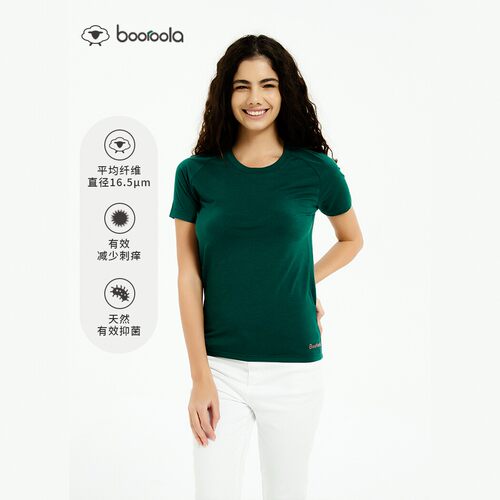 Booroola四季纯美利奴羊毛短袖户外T恤女16.5μm细腻丝滑180gsm