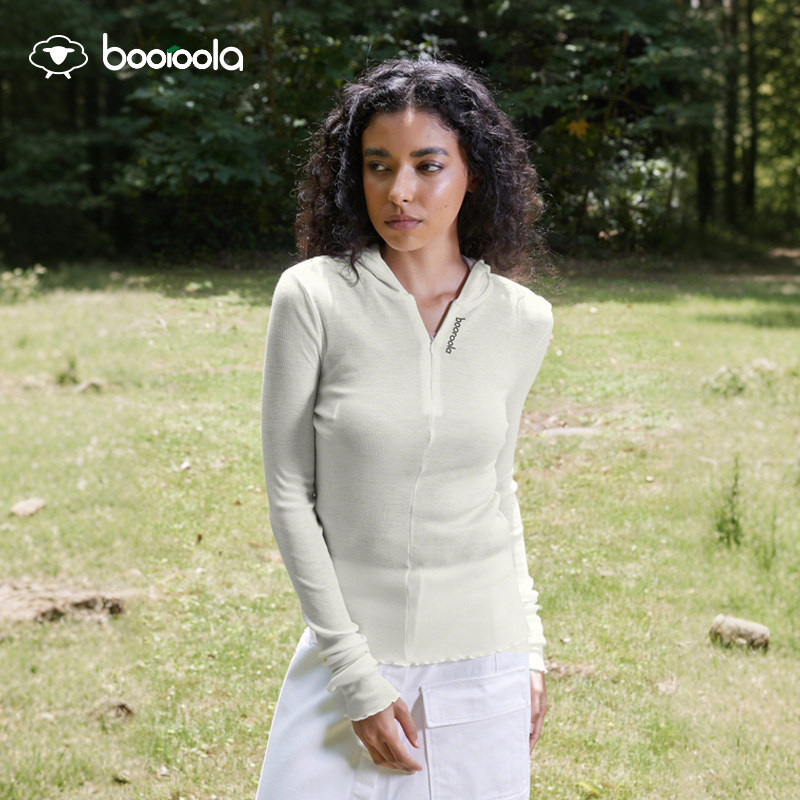 2025夏季纯美利奴羊毛半拉链连帽长袖女拇指袖弹力修身户外徒步,户外/登山/野营/旅行用品,防晒衣,淘宝优惠券,粉丝福利购,淘宝优惠卷