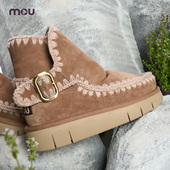 mou2025冬季 新款 爱斯基摩编织扣带舒适冬靴羊毛雪地靴