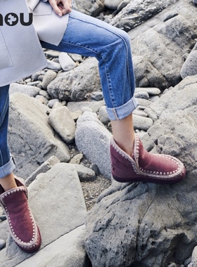 mou 冬 ESKIMO18女士经典羊皮毛一体 平底 雪地靴 保暖短靴 女鞋