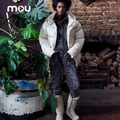 高筒 mou冬ESKIMO 长靴 雪地靴 冬靴 40女士圆头平跟 羊皮毛一体