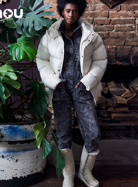 mou冬ESKIMO 40女士圆头平跟 羊皮毛一体 雪地靴 冬靴 高筒 长靴