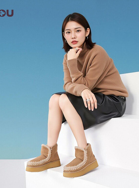 mou2025秋冬新款女士羊皮毛一体特别设计皮料厚底雪地靴