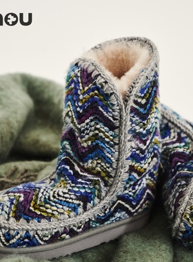 mou冬ESKIMO 24波希米亚风格 羊皮毛一体 中筒靴 女 雪地靴