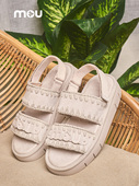 露趾 松糕底 厚底平跟女士凉鞋 mou双带 女鞋