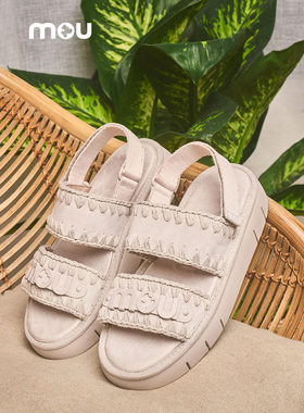 mou双带 露趾 松糕底 厚底平跟女士凉鞋 女鞋