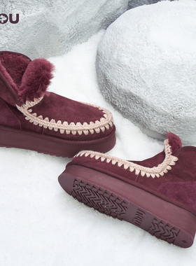 mou2025冬季新款迷你爱斯基摩厚底靴羊皮毛一体雪地靴冬靴