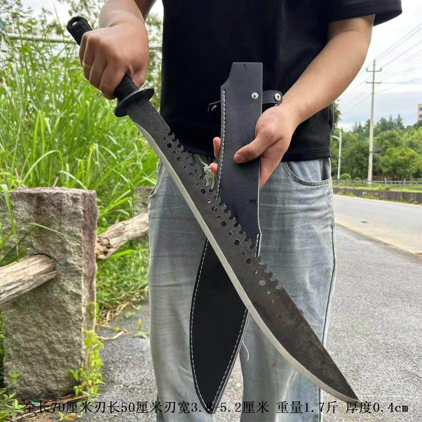 手工摆件装饰锻打高锰钢军刃钢刀野外中国唐横刀短款生存刀未开刃