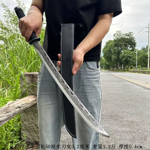 镇宅户外高锰钢手工锻打钢刀武侠工艺品直刀高性能野外武器未开刃