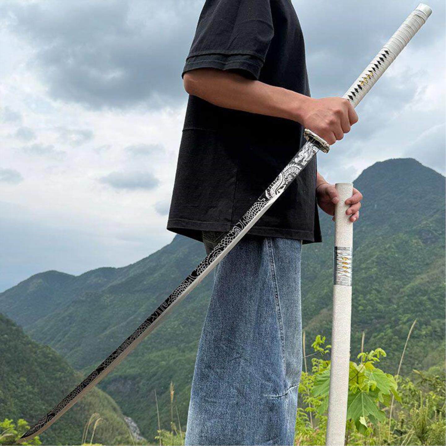 冷兵器刀剑唐横刀长款武器高锰钢绣春刀龙泉刀摆件装饰武术未开刃